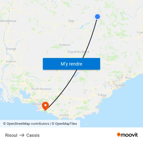 Risoul to Cassis map