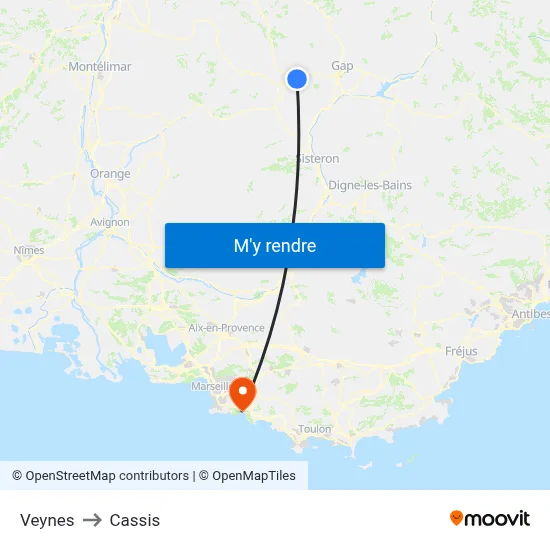Veynes to Cassis map