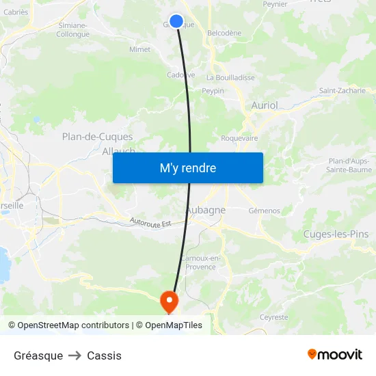 Gréasque to Cassis map