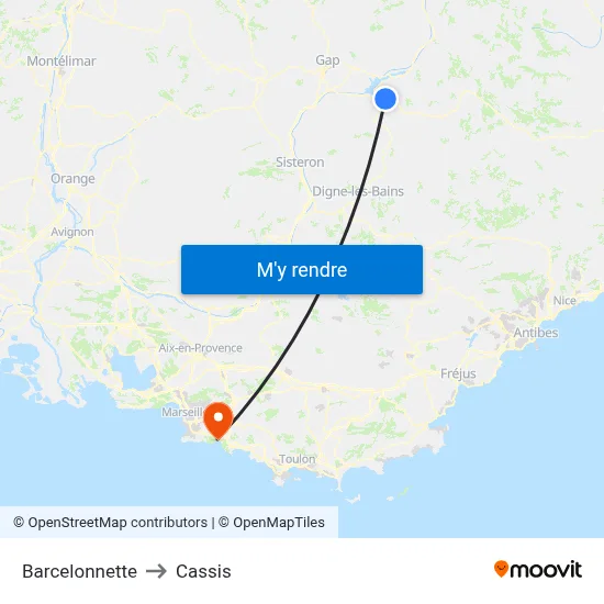 Barcelonnette to Cassis map