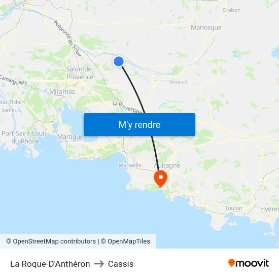 La Roque-D'Anthéron to Cassis map