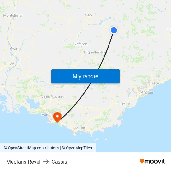 Méolans-Revel to Cassis map