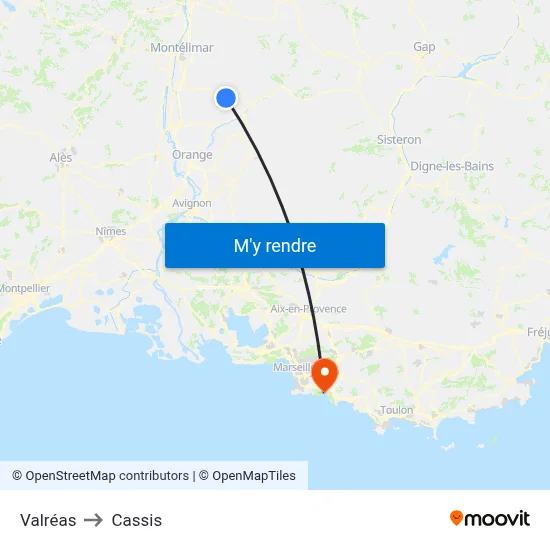 Valréas to Cassis map