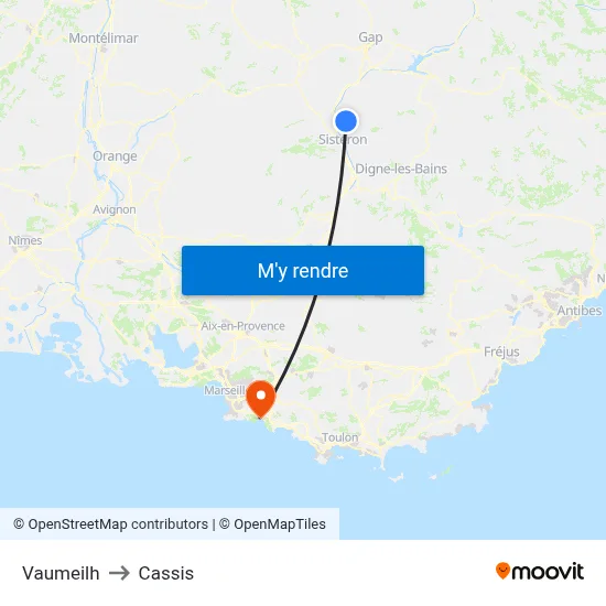 Vaumeilh to Cassis map