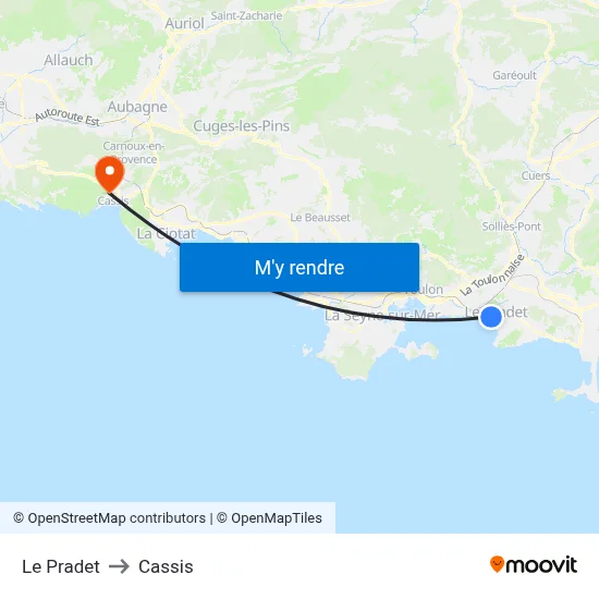Le Pradet to Cassis map