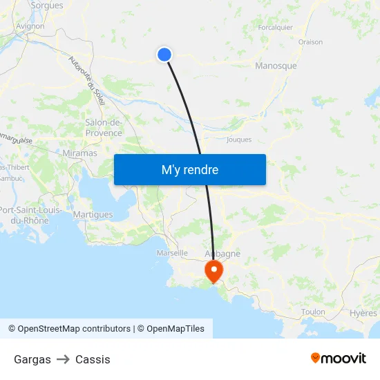 Gargas to Cassis map