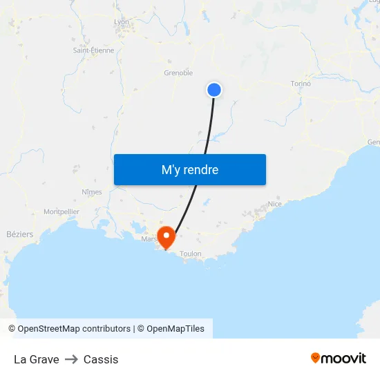 La Grave to Cassis map