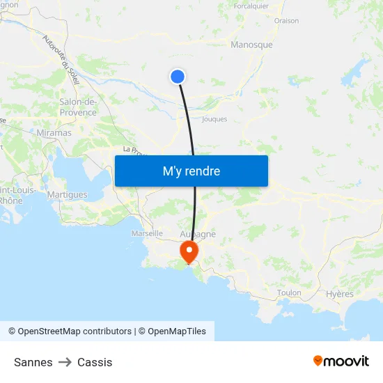 Sannes to Cassis map