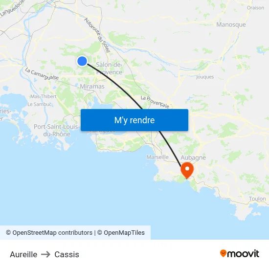 Aureille to Cassis map