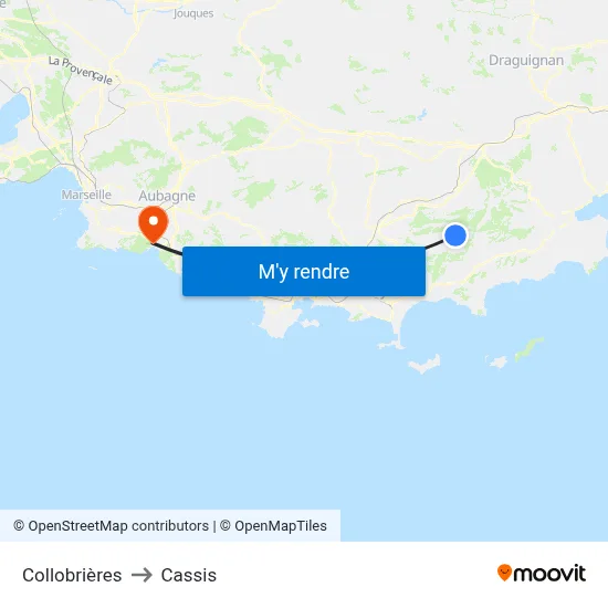 Collobrières to Cassis map