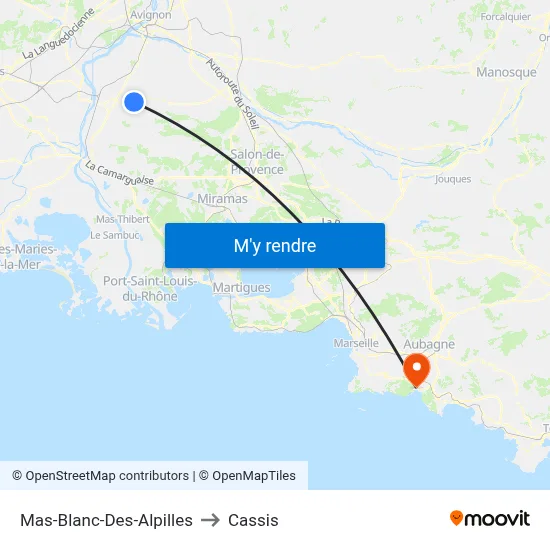 Mas-Blanc-Des-Alpilles to Cassis map