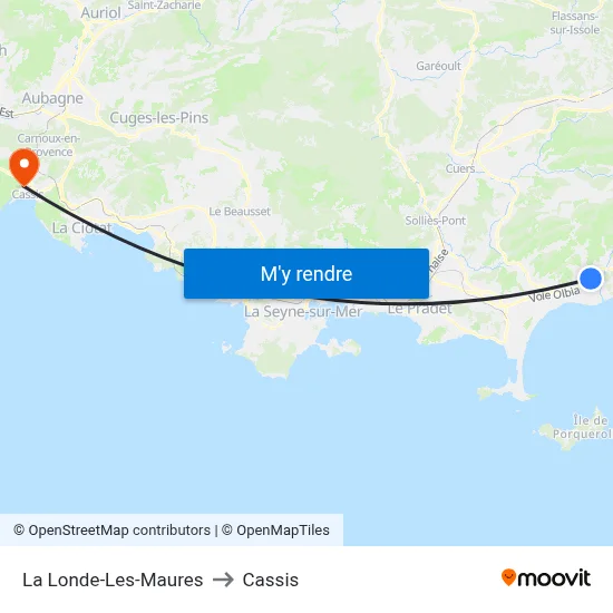 La Londe-Les-Maures to Cassis map