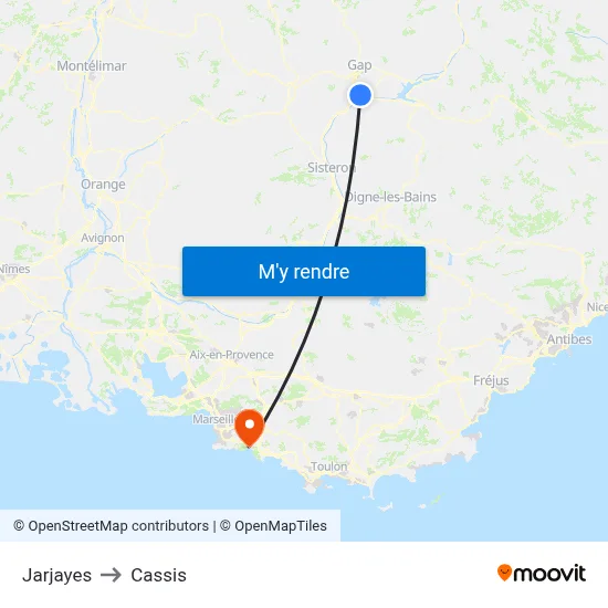 Jarjayes to Cassis map