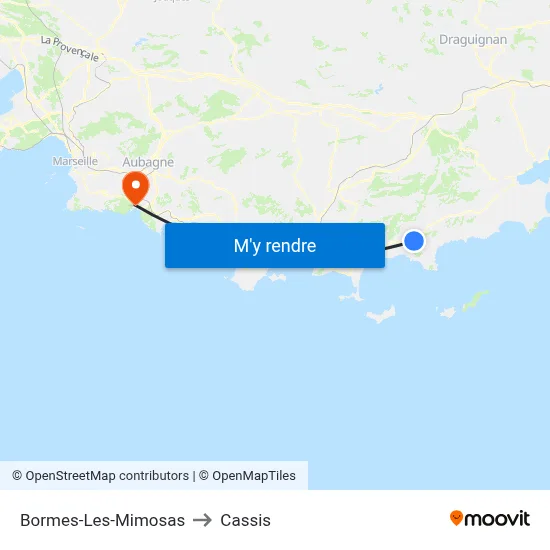 Bormes-Les-Mimosas to Cassis map