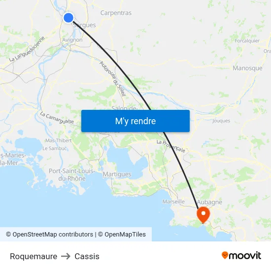 Roquemaure to Cassis map