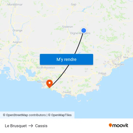 Le Brusquet to Cassis map
