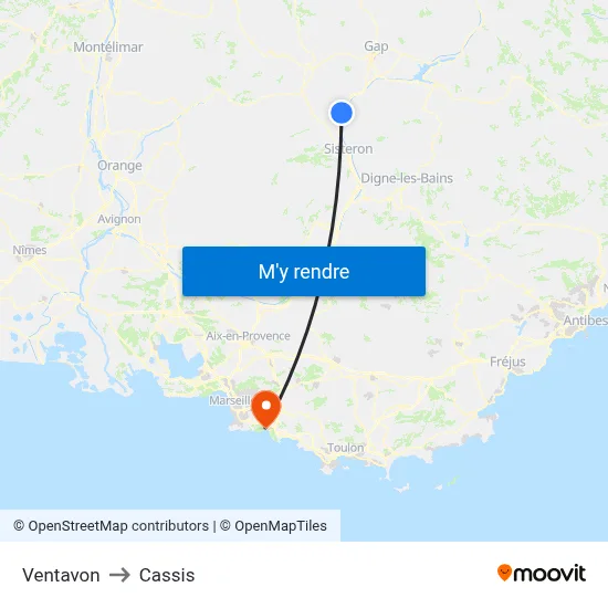 Ventavon to Cassis map