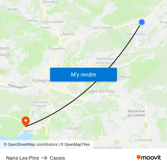 Nans-Les-Pins to Cassis map