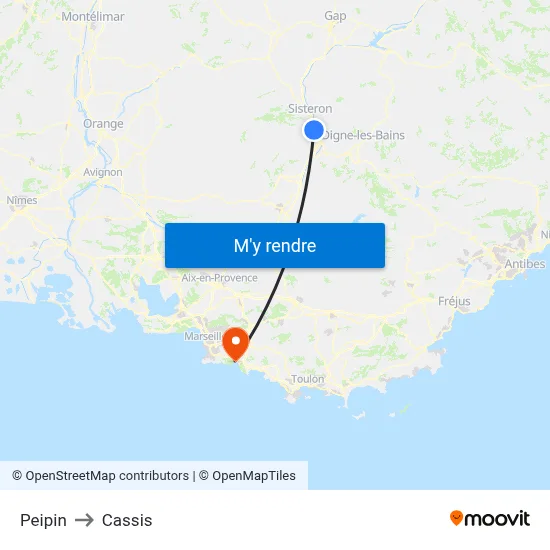 Peipin to Cassis map