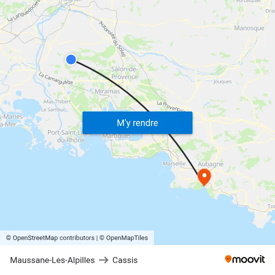 Maussane-Les-Alpilles to Cassis map