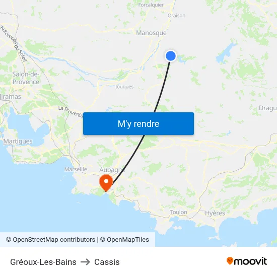 Gréoux-Les-Bains to Cassis map