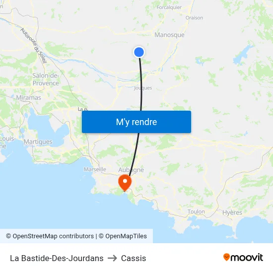 La Bastide-Des-Jourdans to Cassis map