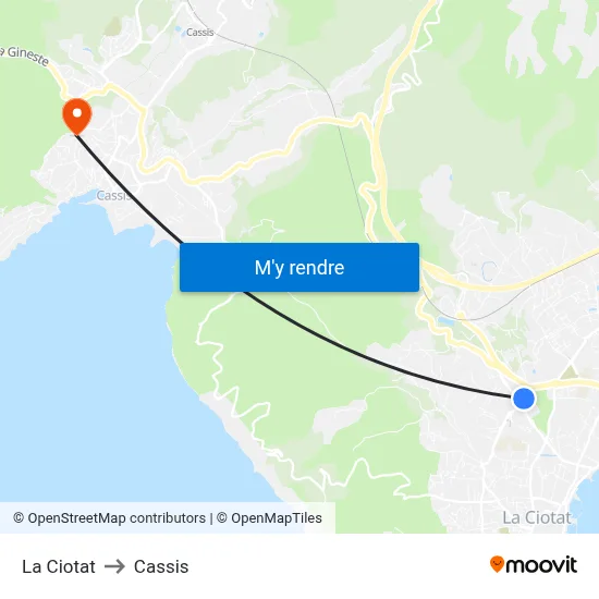 La Ciotat to Cassis map