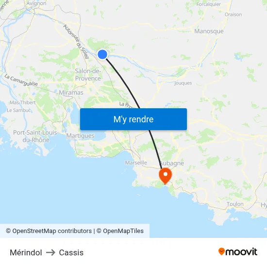 Mérindol to Cassis map