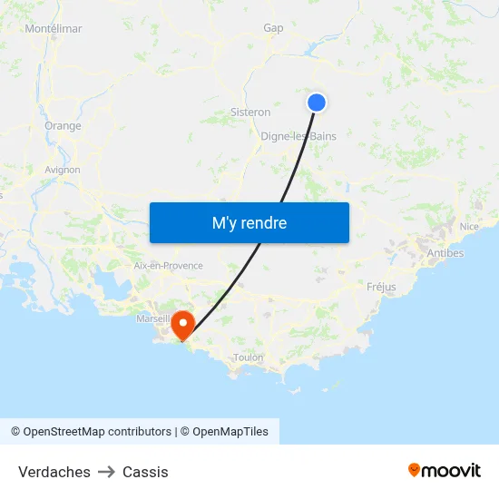Verdaches to Cassis map