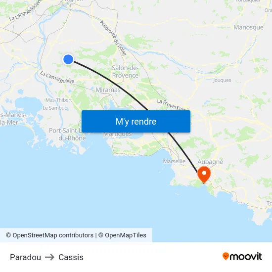 Paradou to Cassis map