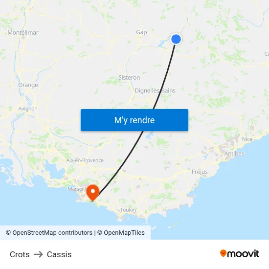 Crots to Cassis map