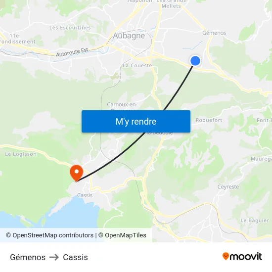 Gémenos to Cassis map