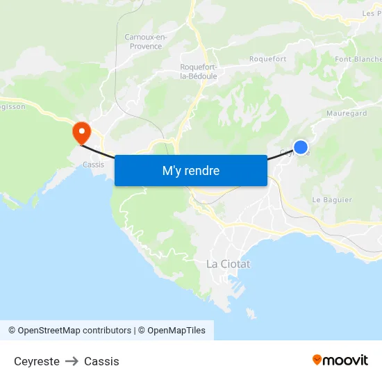 Ceyreste to Cassis map