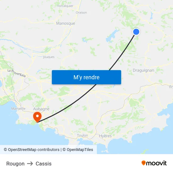 Rougon to Cassis map