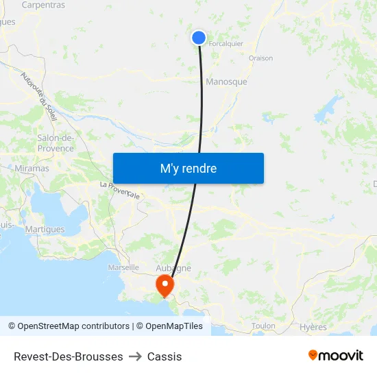 Revest-Des-Brousses to Cassis map