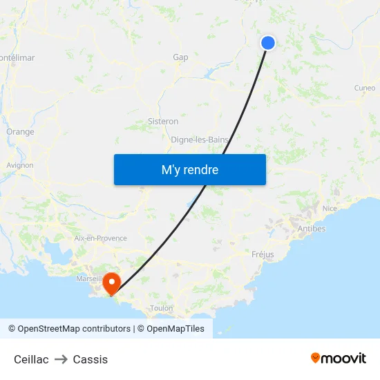 Ceillac to Cassis map
