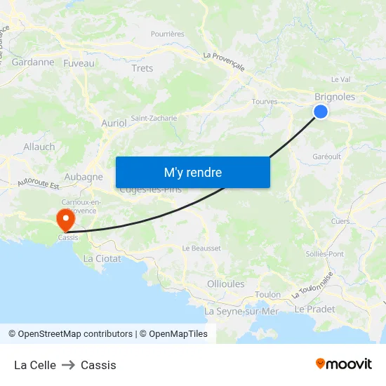 La Celle to Cassis map