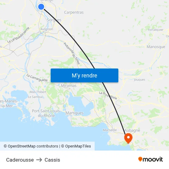 Caderousse to Cassis map