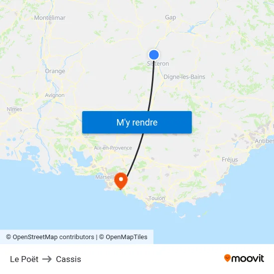 Le Poët to Cassis map