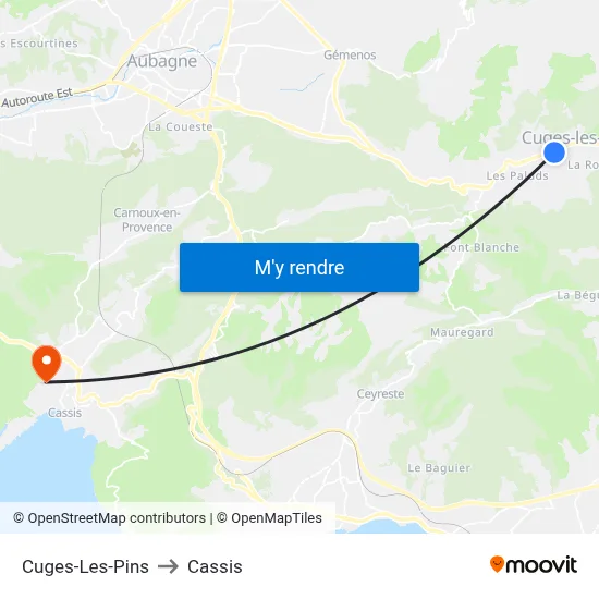 Cuges-Les-Pins to Cassis map