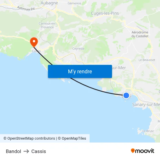 Bandol to Cassis map
