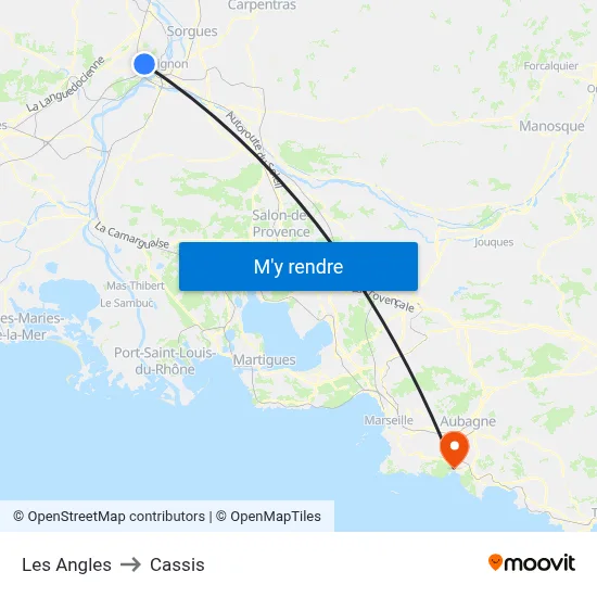 Les Angles to Cassis map