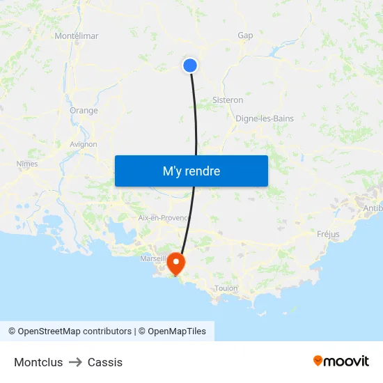 Montclus to Cassis map