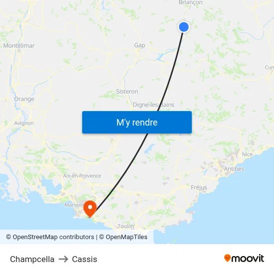 Champcella to Cassis map