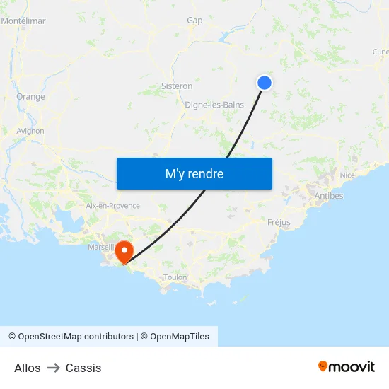 Allos to Cassis map