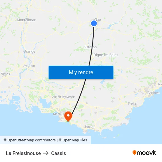 La Freissinouse to Cassis map
