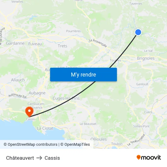 Châteauvert to Cassis map