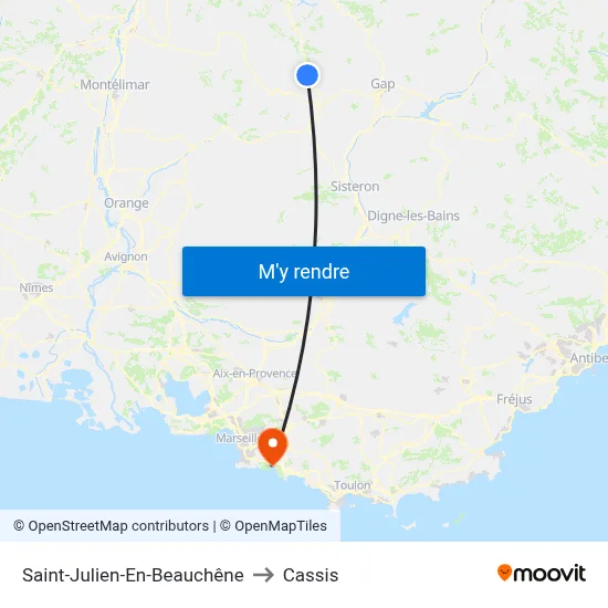 Saint-Julien-En-Beauchêne to Cassis map
