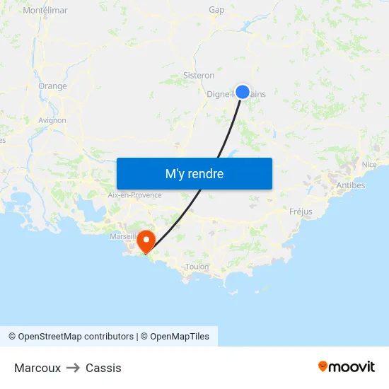 Marcoux to Cassis map