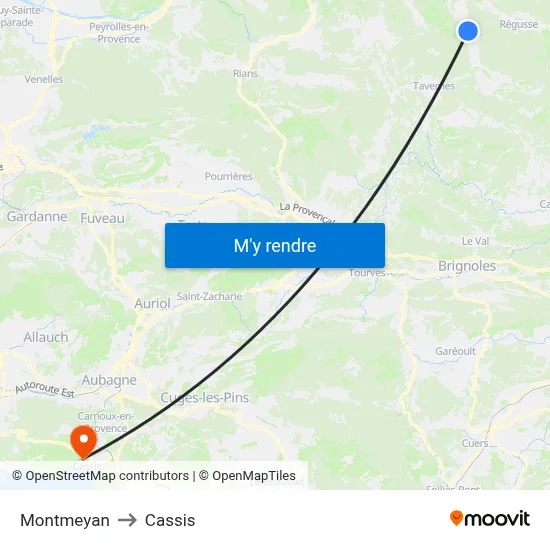 Montmeyan to Cassis map